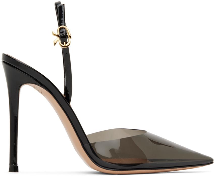 Gianvito Rossi Black Ribbon D'Orsay 85 Heels