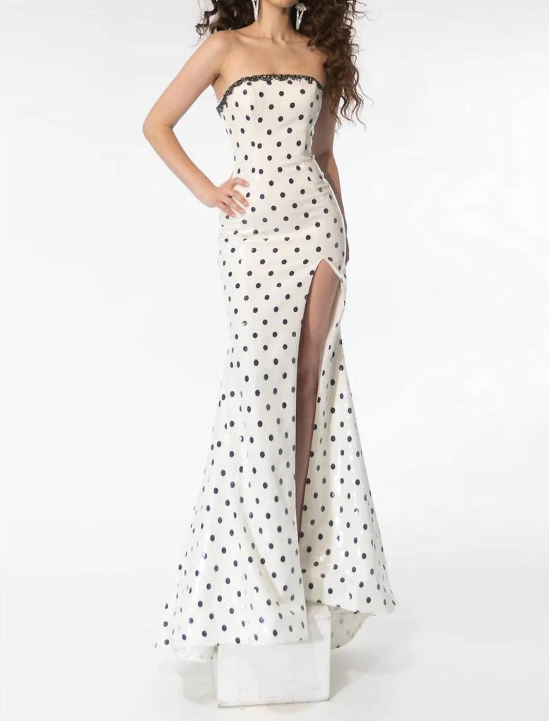chinese dress ladies Zapaka Women Black White Polka Dot Dress Mermaid Off The Shoulder Vintage Cocktail Dress, Black White Dot / US24W