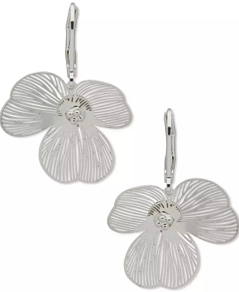 Lonna & Lilly Silver-Tone Openwork Flower Drop Earrings 1