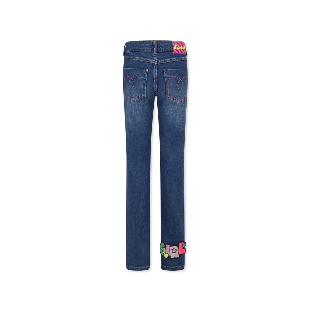 Billieblush Blue Jeans For Girl With Embroidery
