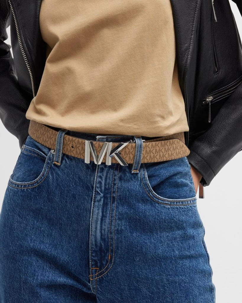 Michael Kors MK Logo Reversible Black Leather Belt 2