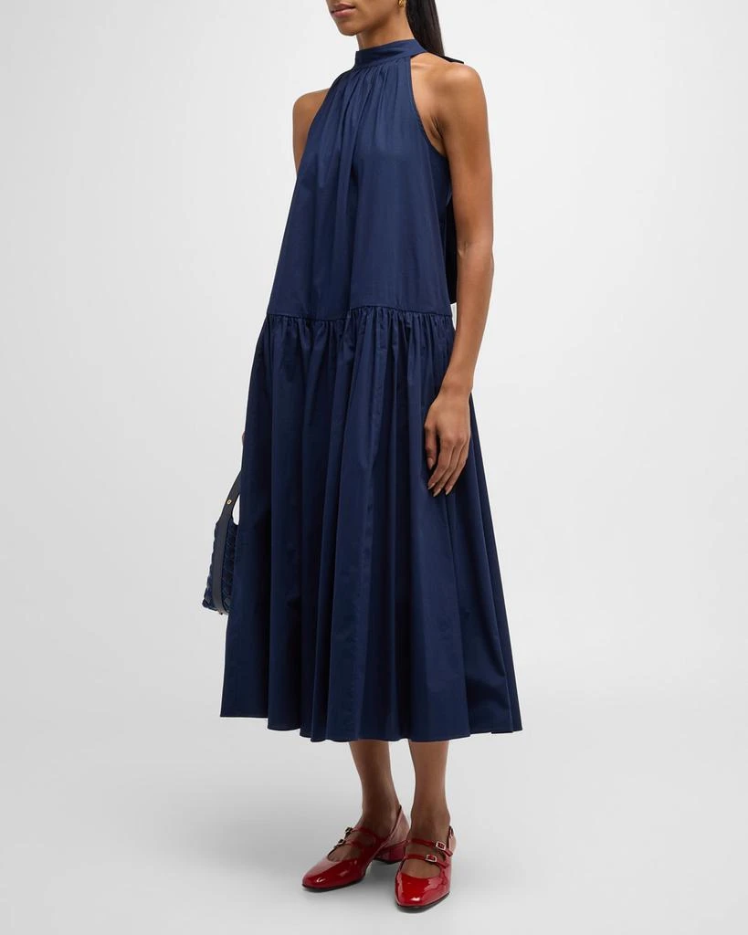 Staud Marlowe Halter Neck-Tie Cotton Poplin Midi Dress 3