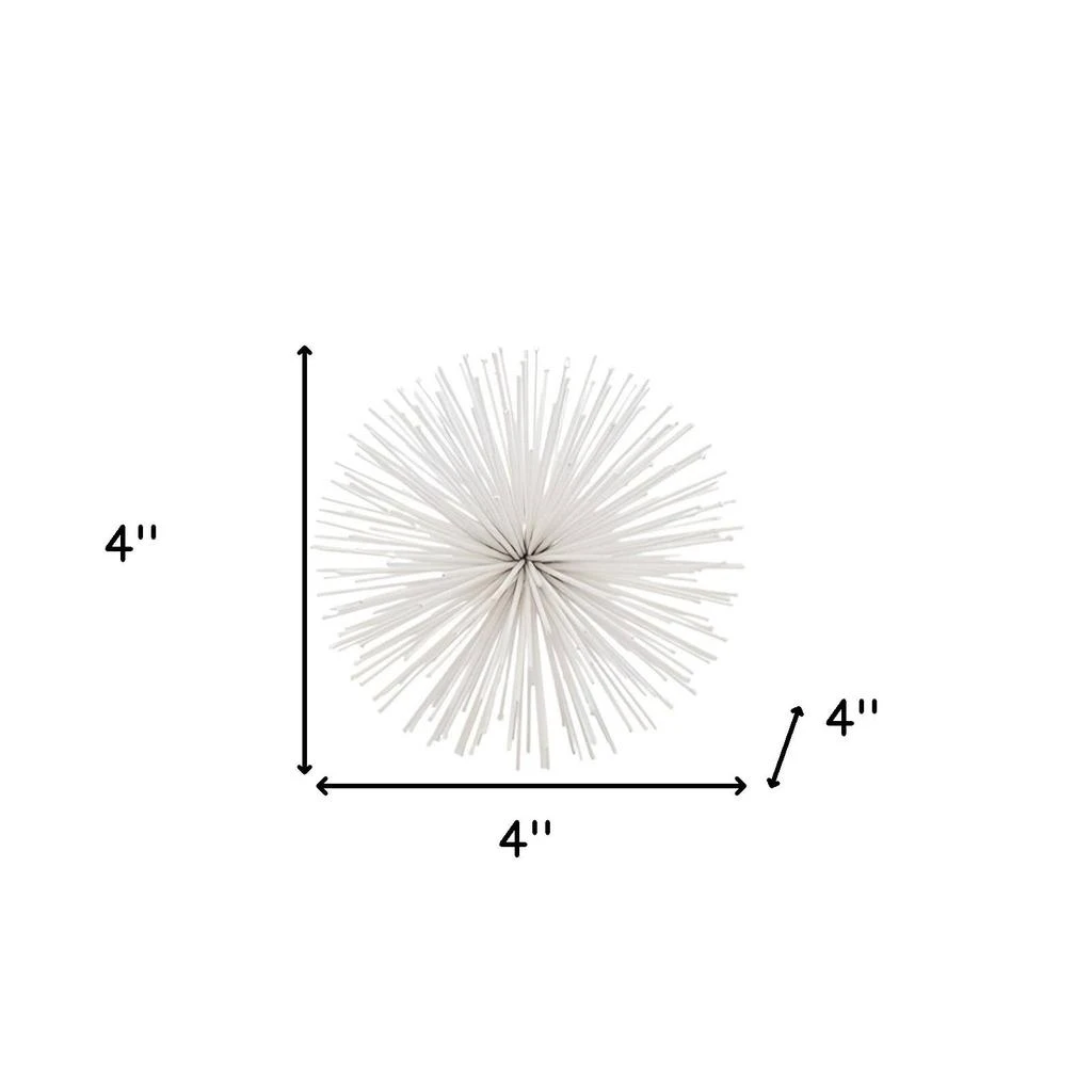 Hivvago Set of Two White Iron Decorative Spiky Sphere Tabletop Sculpture 5