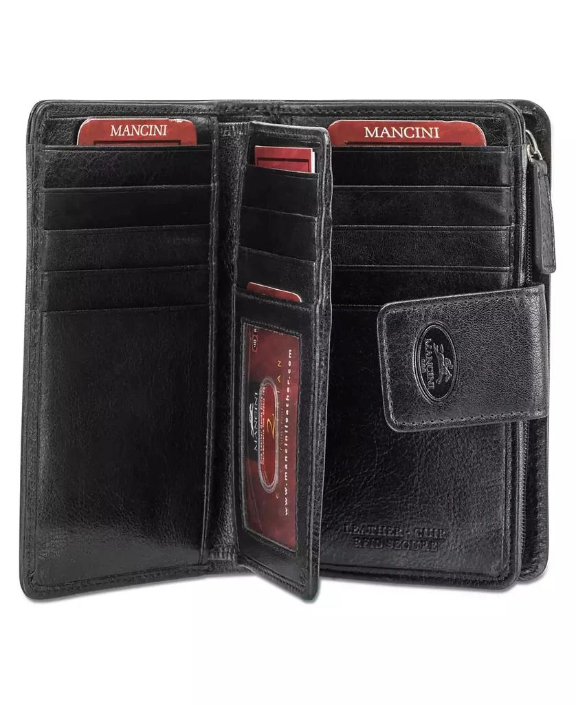 Mancini Leather Goods Equestrian-2 Collection RFID Secure Medium Clutch Wallet 2