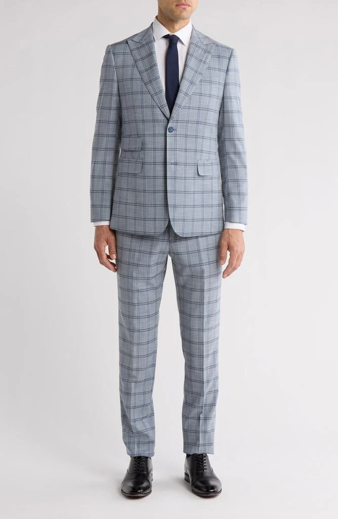 English Laundry Plaid Grey 
Blue Mélange Suit