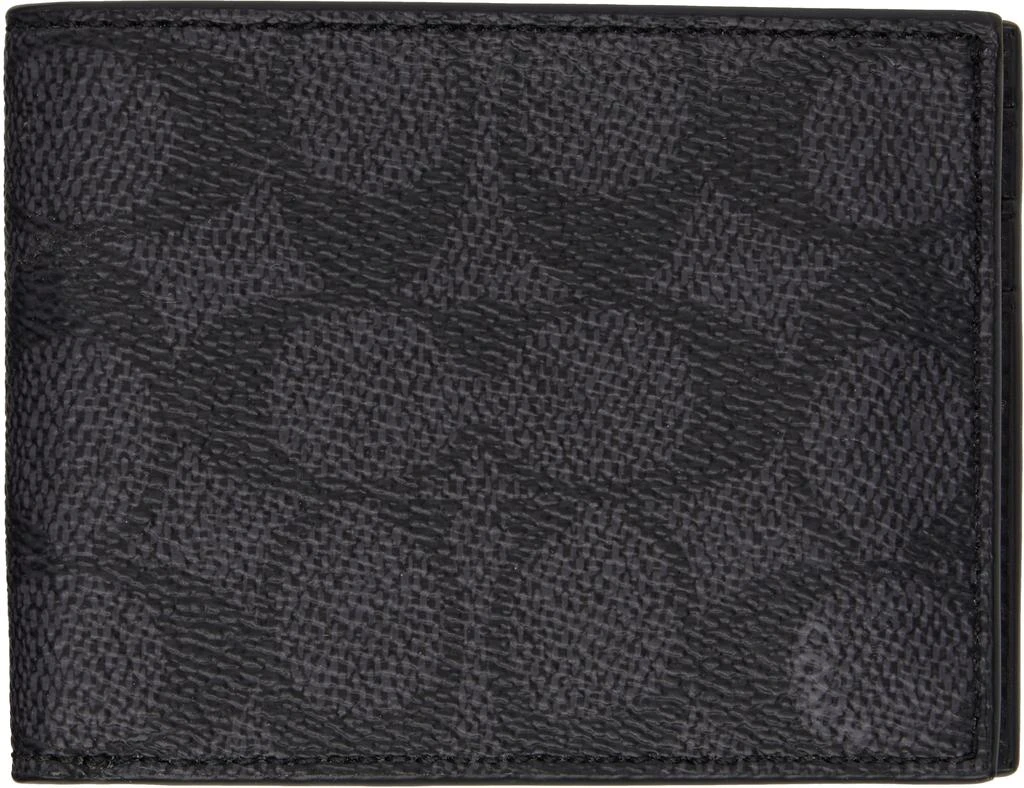Coach Black & Gray Slim Bifold Signature Canvas Wallet 1