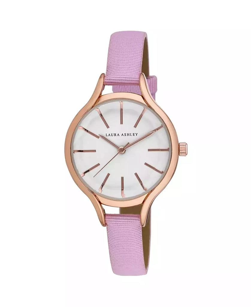 Laura Ashley Women's Pink Grosgrain Strap Watch 1