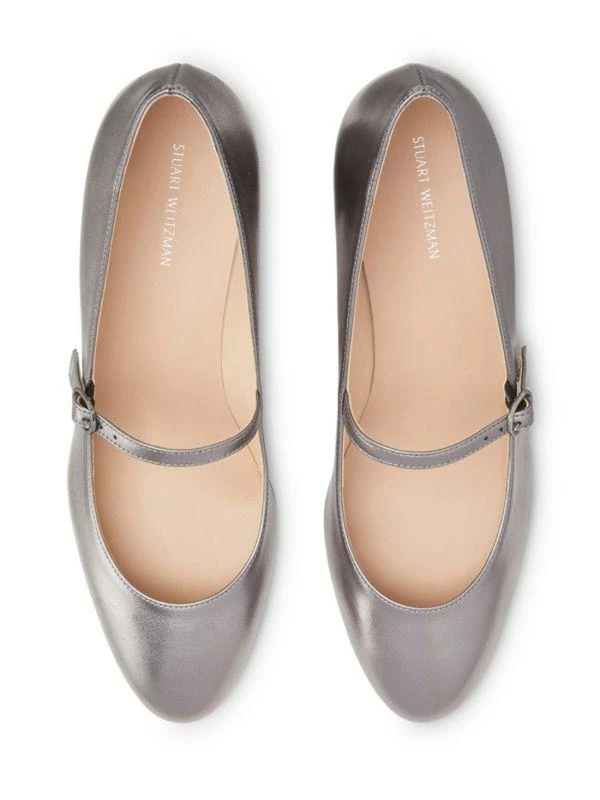 Stuart Weitzman 45MM Gabby Block Heel Leather Mary Jane Pumps 2