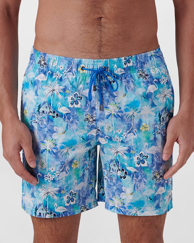 Bugatchi Men's Cosmo Quick-Dry Printed Swim Trunks