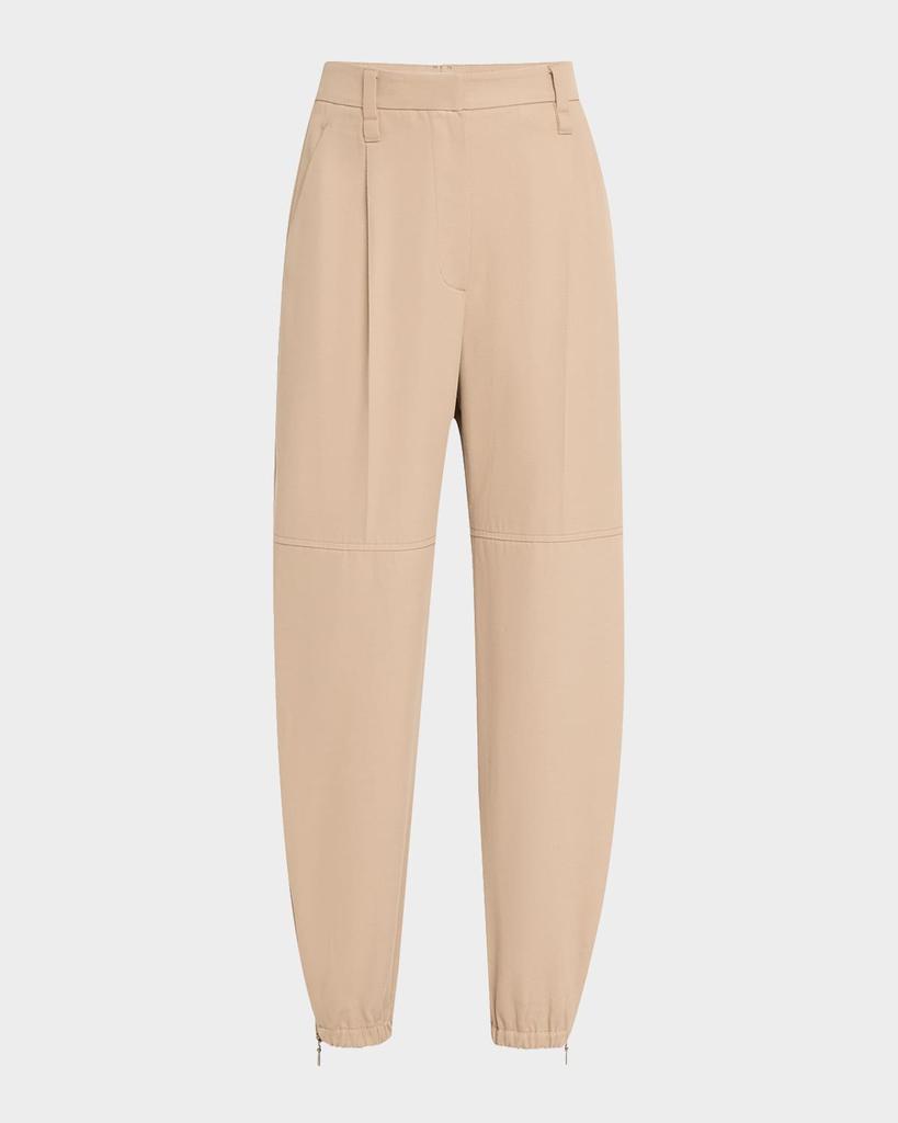 Brunello Cucinelli Zip-Hem Cotton-Wool Cargo Jogger Pants