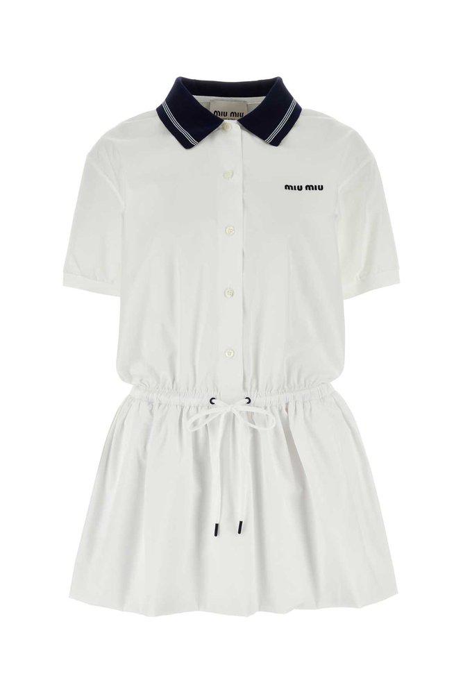 Miu Miu Miu Miu Short-Sleeved Drawstring Polo Dress