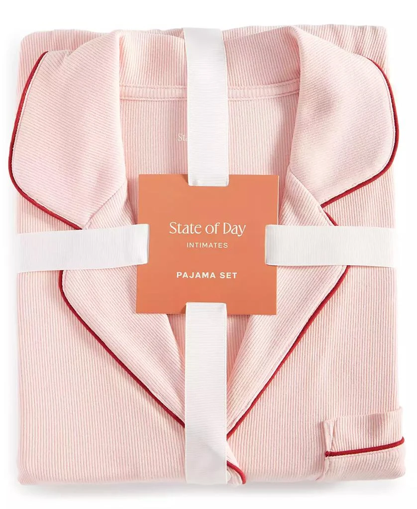 State of Day Women's 2-Pc. Packaged Ribbed Notched-Collar Pajamas Set XS-3X, Created for Macy's 3