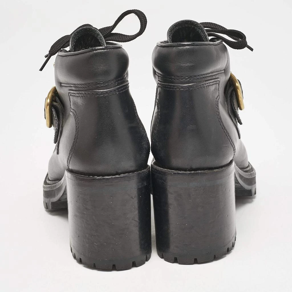 Miu Miu Miu Miu Black lLather Block Heel Ankle Combat Boots Size 36 5