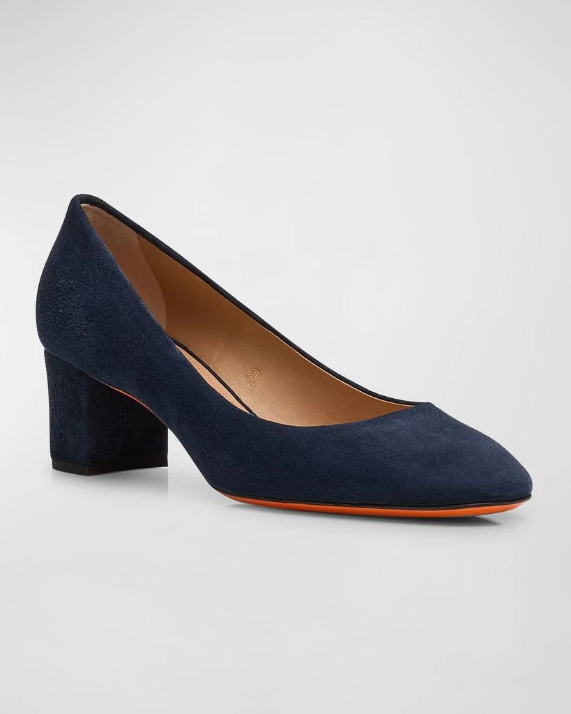 Santoni Suede Block-Heel Pumps 3