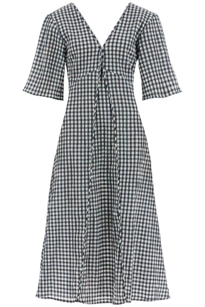 ワンピース GANNI Seersucker Check Dress Ganni Seersucker Check Dress Oyster Gray - LE POINT