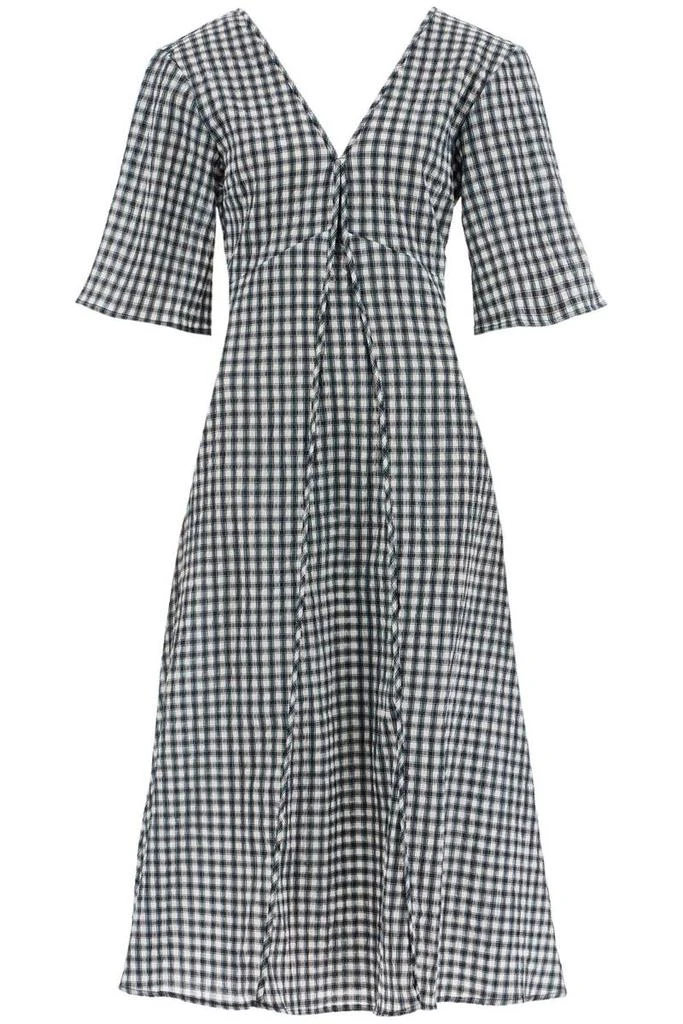 Ganni midi seersucker check dress 1