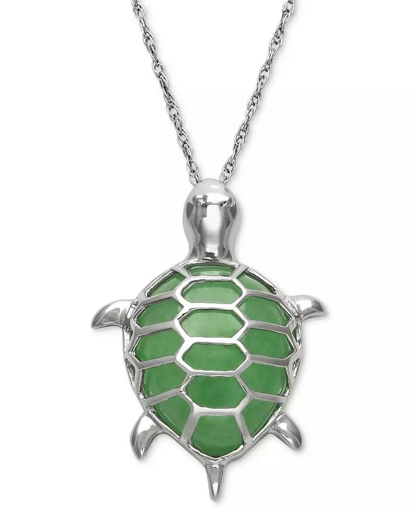 Macy
s Dyed Jade Turtle Pendant Necklace in Sterling Silver