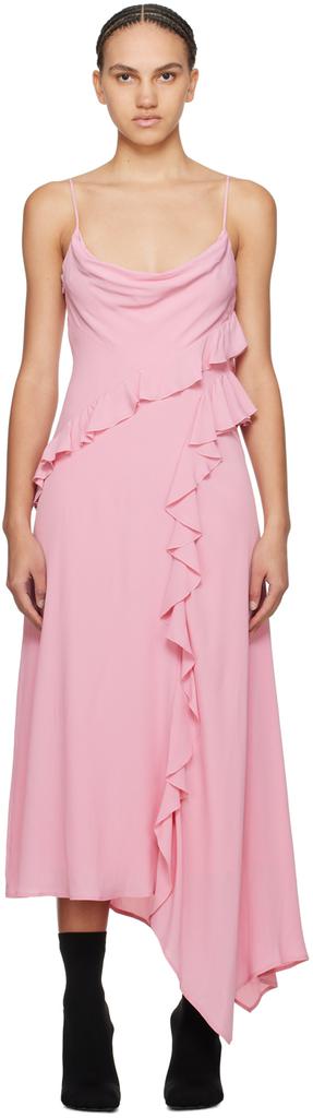 MSGM Pink Ruffle Maxi Dress