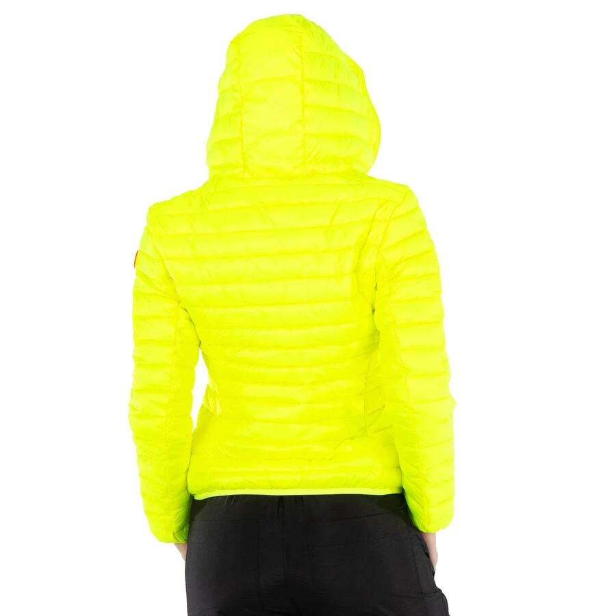 Save The Duck Ladies Fluo Yellow Kyla Hooded Puffer Jacket 3