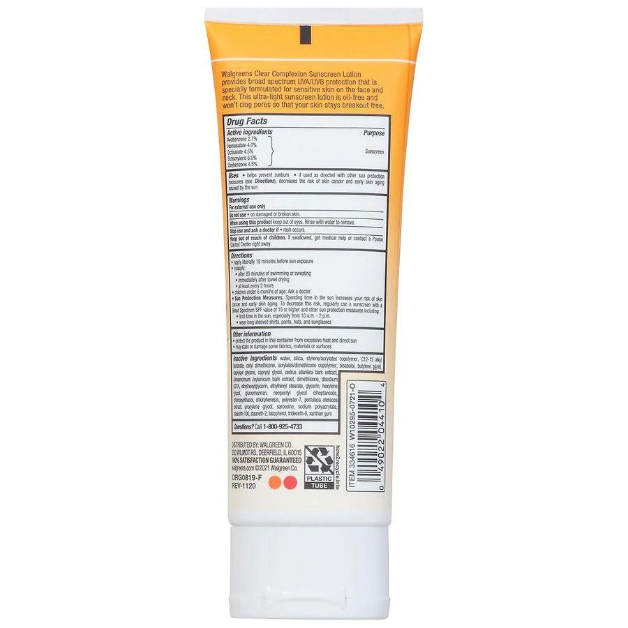 Walgreens Clear Complexion Sunscreen SPF 50 4