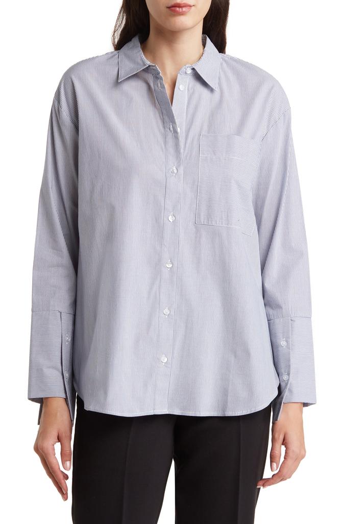 Laundry by Shelli Segal Long Sleeve Cotton Poplin Button-Up Shirt