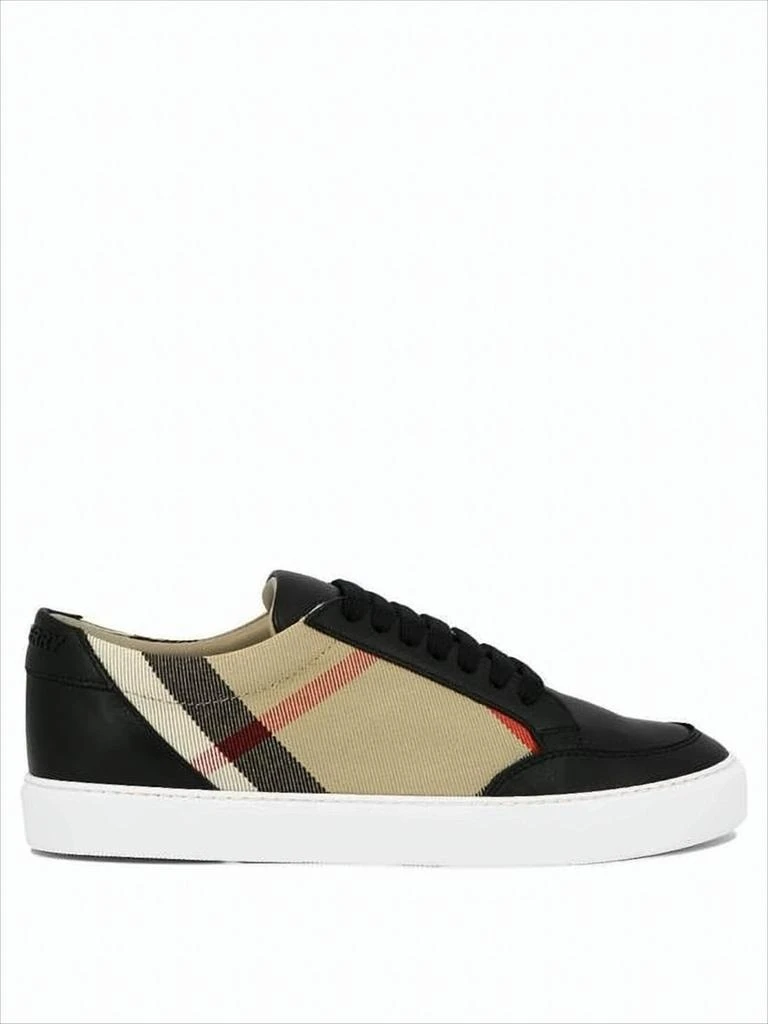 Burberry Check Panel Low-Top Sneakers with Smooth