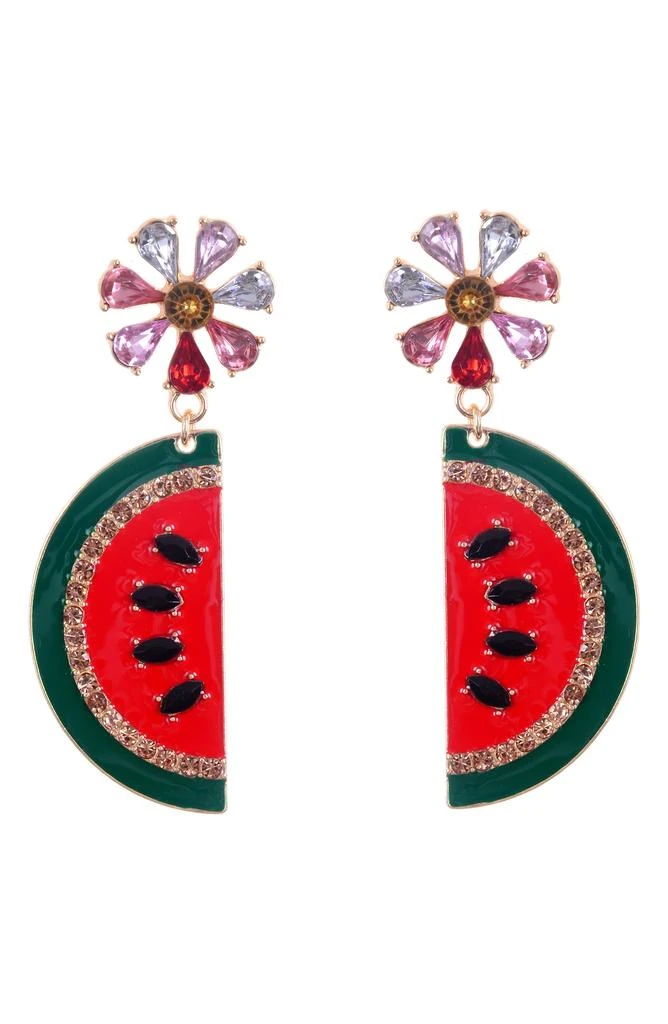 ZAXIE By Stefanie Taylor Crystal & Enamel Watermelon Drop Earrings 1