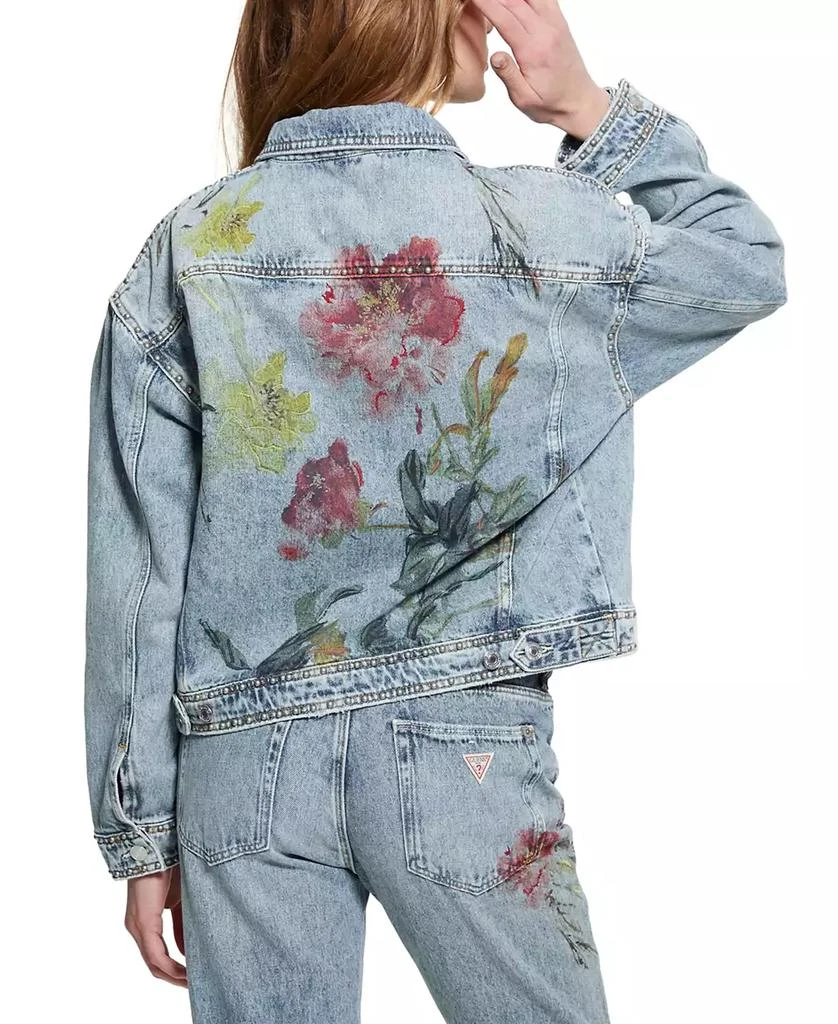 GUESS Women's Clara Printed-Back Denim Jacket 2