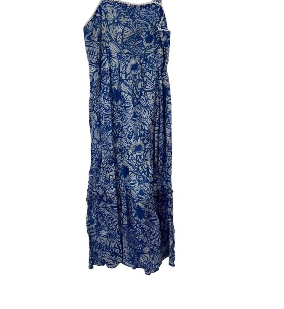 see through beach dress Everly Cream & Blue Floral Strapless Maxi Dress