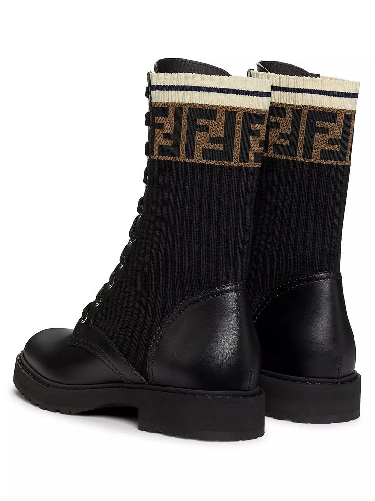 Fendi Rockoko Leather & Knit Combat Boots 3