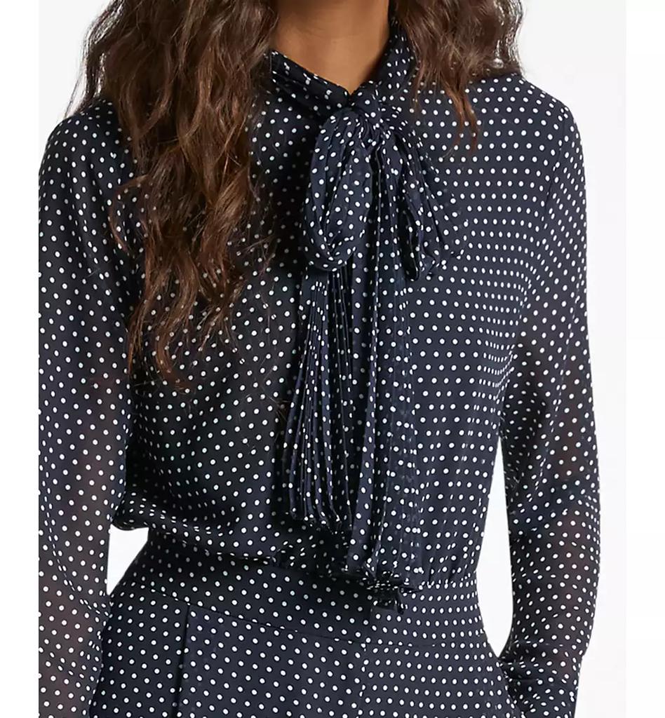 Michael Kors Women's Dotted Bow Tie Long-Sleeve Romper