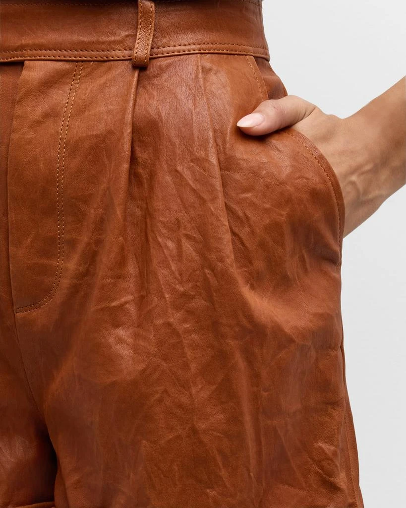 FRAME Pleated Leather Shorts 5
