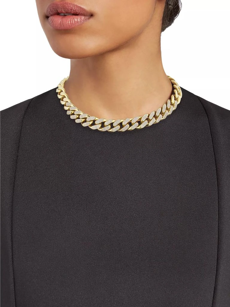 Adriana Orsini Highlight 18K-Gold-Plated Cubic Zirconia Pavé Large Curb Chain Collar Necklace 2