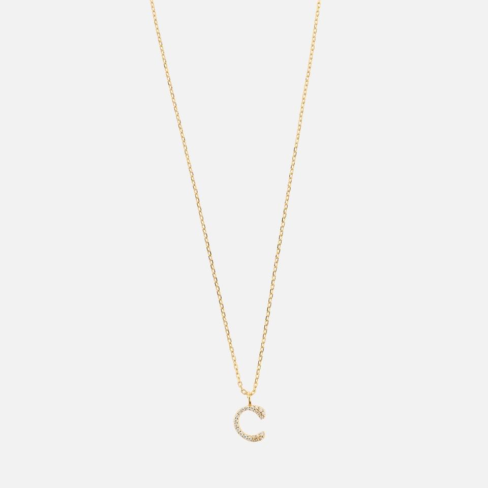 ASTRID & MIYU Astrid & Miyu Initial Pavé 18K Gold-Plated Necklace