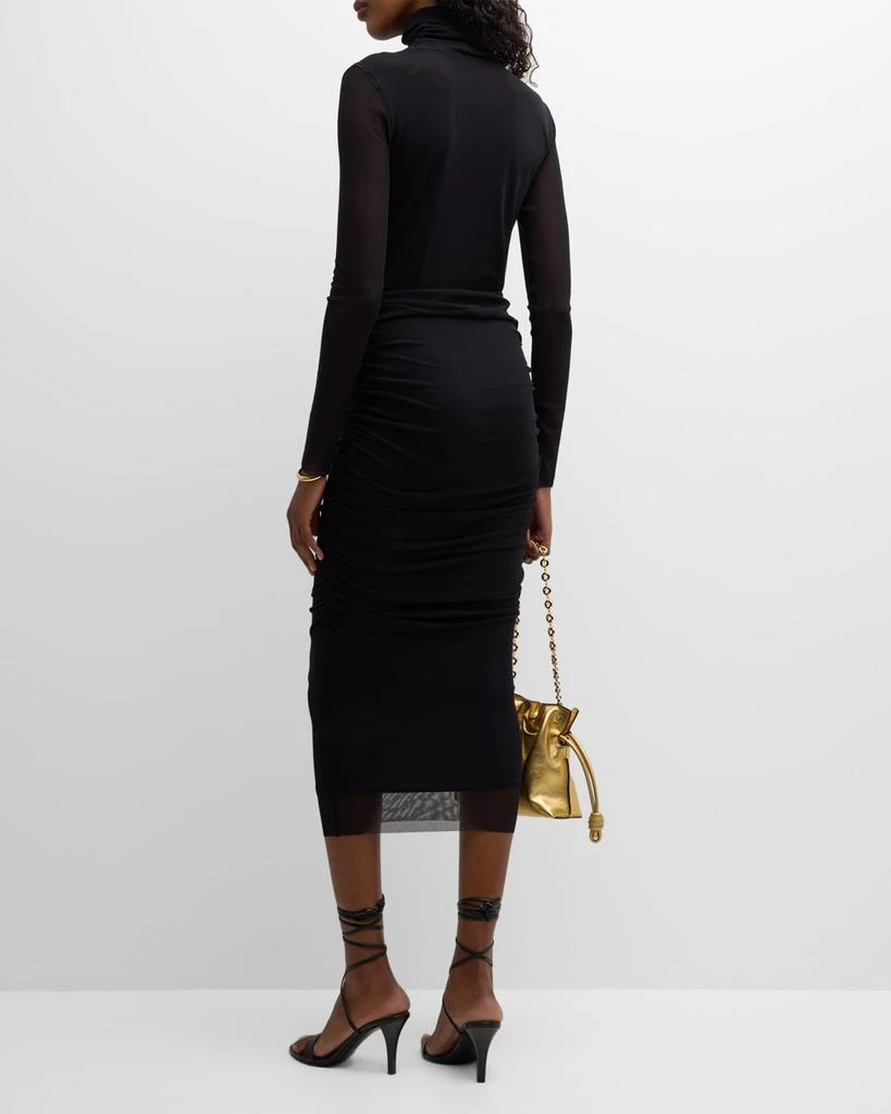 FUZZI Long-Sleeve Turtleneck Tulle Blouse 3