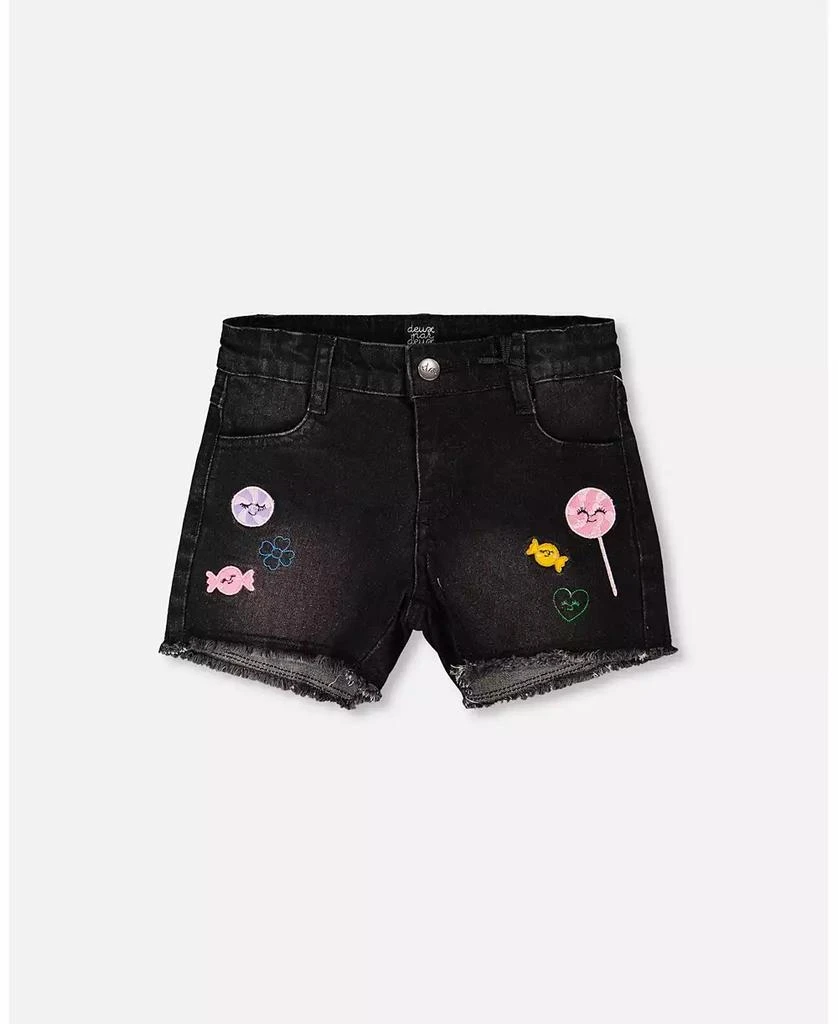 Deux par Deux Toddler Girls Denim Shorts with Embroidery
