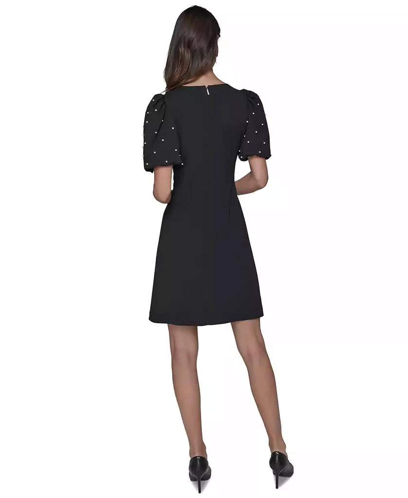 Karl Lagerfeld Paris SCUBA CREPE SHEATH WITH NECKLINE PEARL BOW DETAILS 4