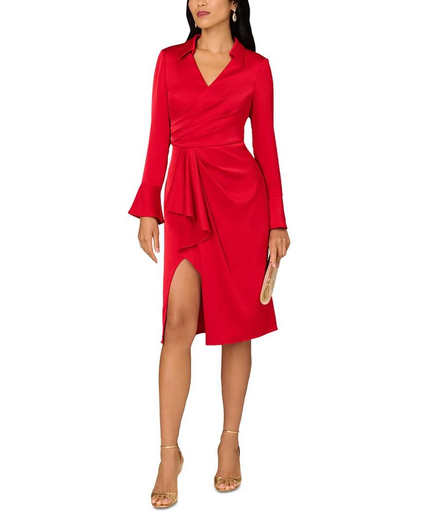 Aidan Mattox Crepe Back Satin Midi Dress 5