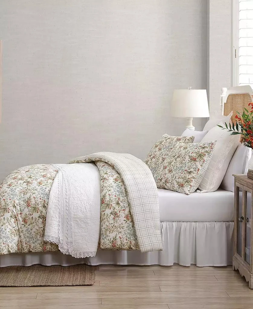 Laura Ashley Bramble Floral Cotton Reversible 3-Piece Comforter Set 8