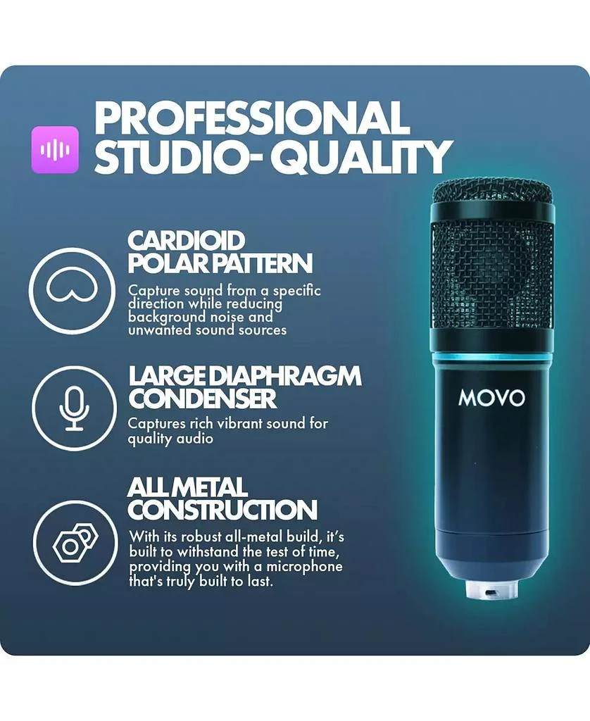 Movo Photo 2-Pack Universal Cardioid Podcasting Microphone Bundle with Articulating Scissor Arm and Pop Filter 2
