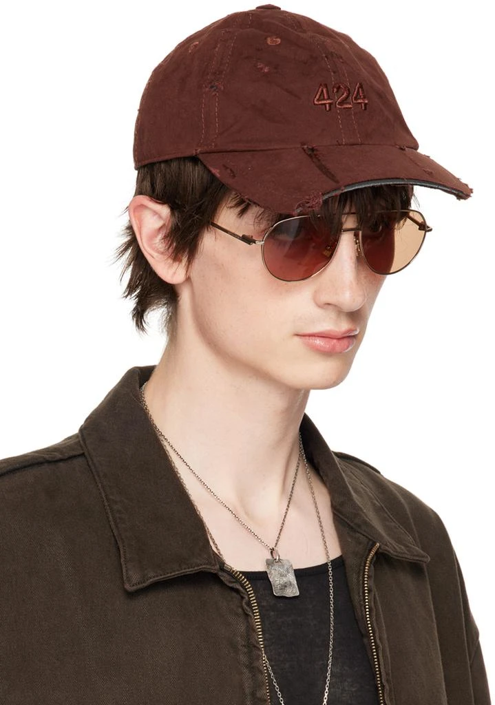 424 Brown Distressed Baseball Cap 2