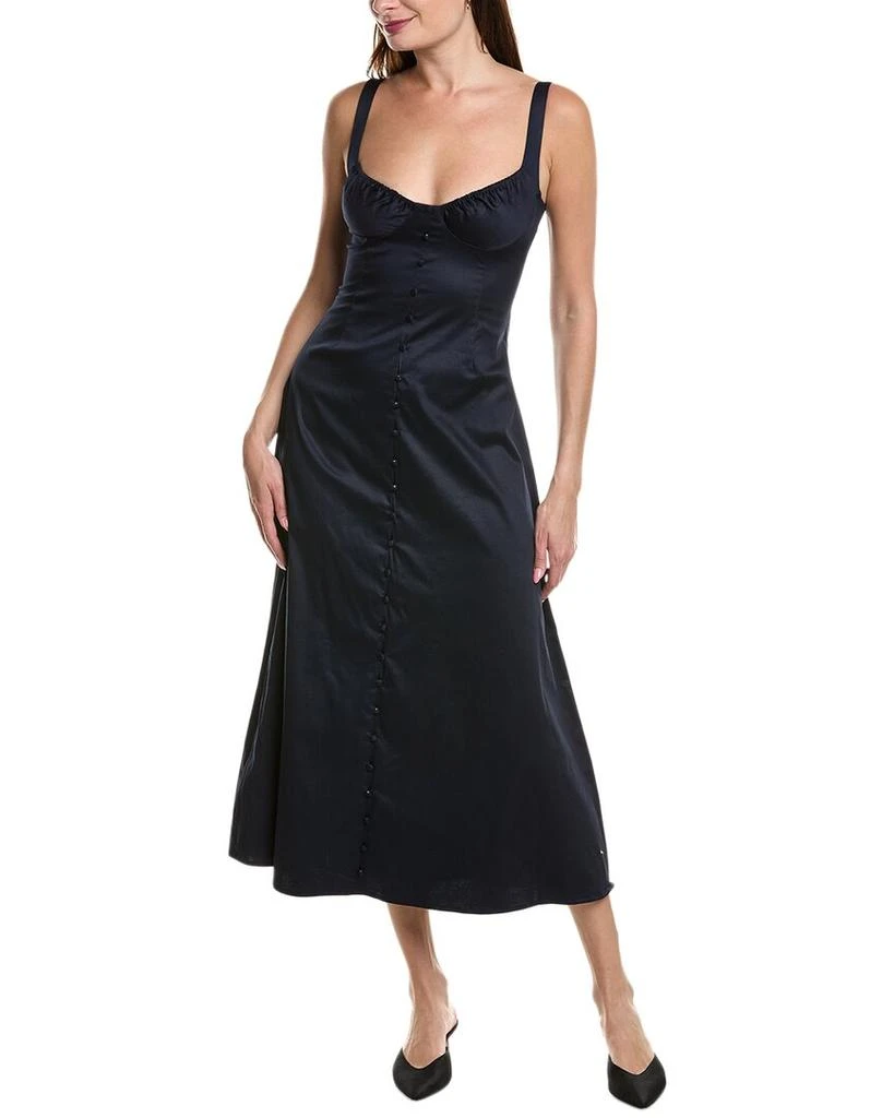 WeWoreWhat Ruched Cup Button Midi Dress 1