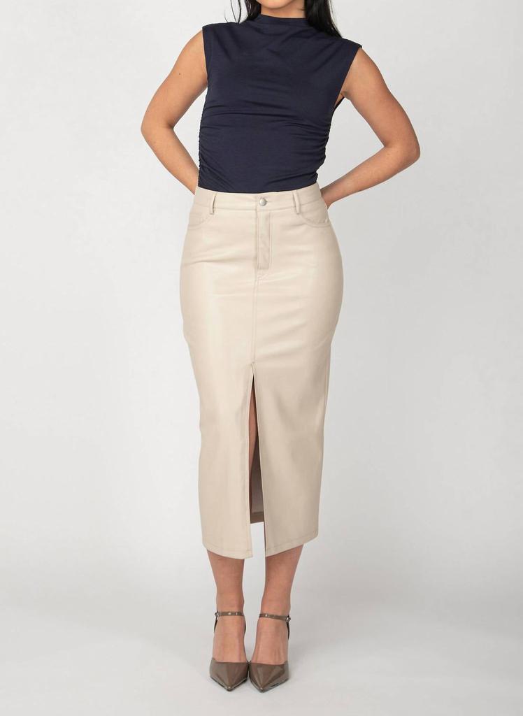 Dex Dex - Faux Leather Midi Skirt
