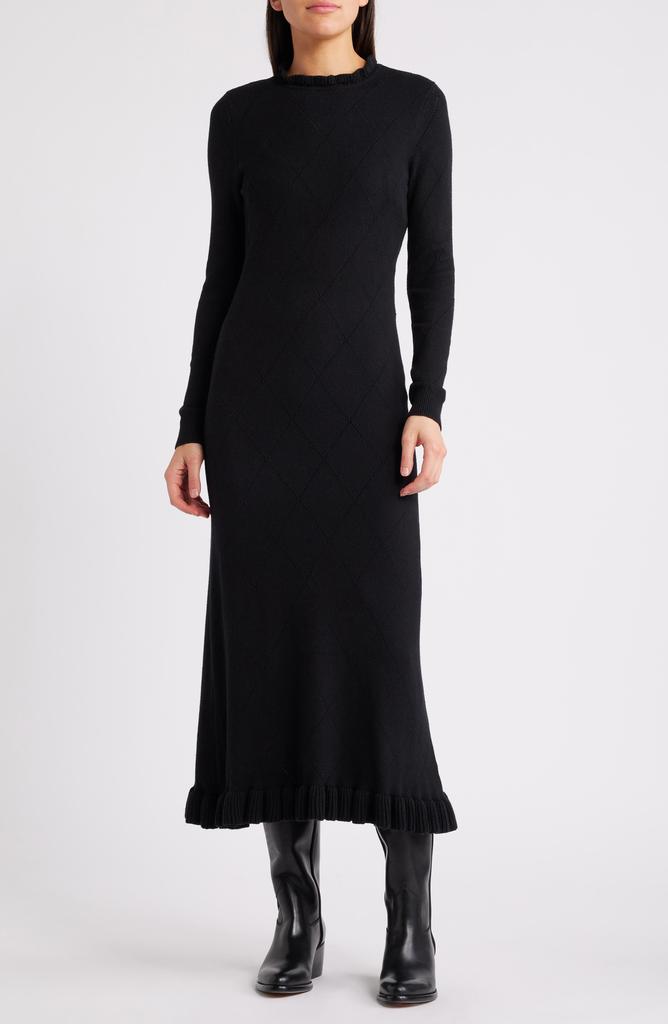 Treasure & Bond Pointelle Long Sleeve Cotton Blend Sweater Dress