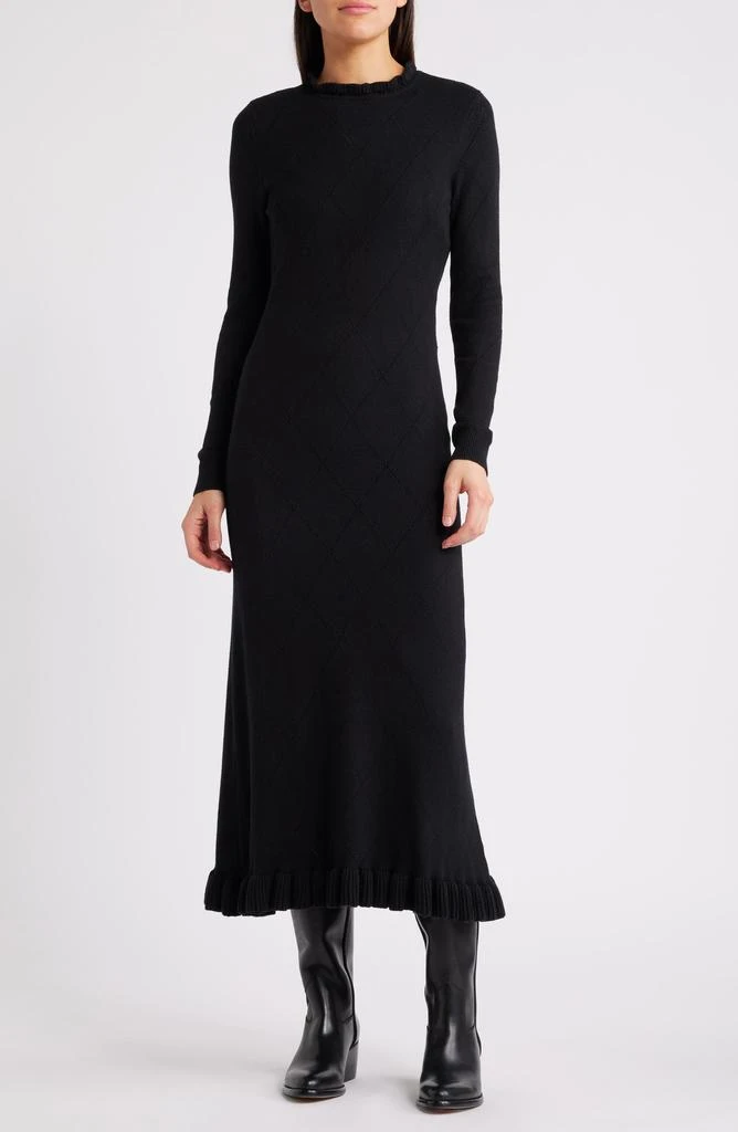 Treasure & Bond Pointelle Long Sleeve Cotton Blend Sweater Dress 1