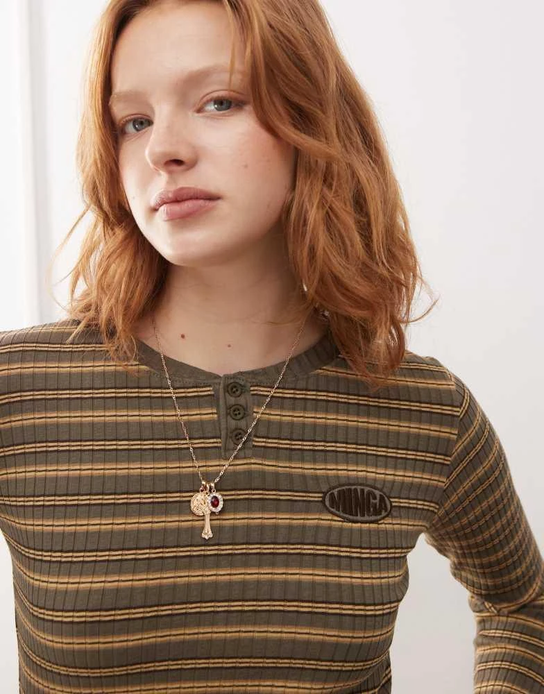 minga Minga London long sleeve top in green stripe 1