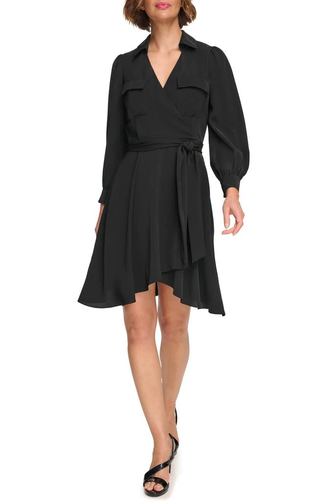 DKNY Long Sleeve Faux Wrap Shirtdress 1