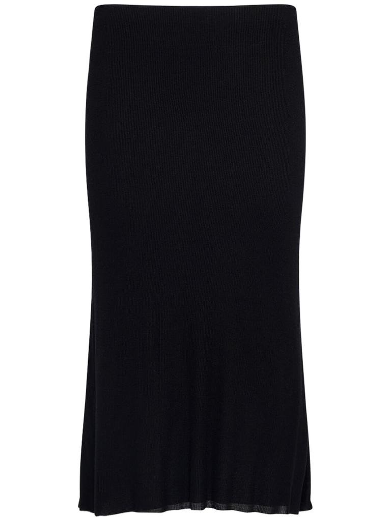 Khaite Semi-Transparent Silk Maxi Skirt With Deep Back Slit