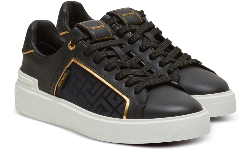 Balmain B-Court leather and nylon monogram sneakers 3