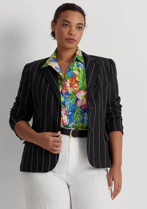 Ralph Lauren Ralph Lauren Plus Size Pinstripe Linen Blazer 1